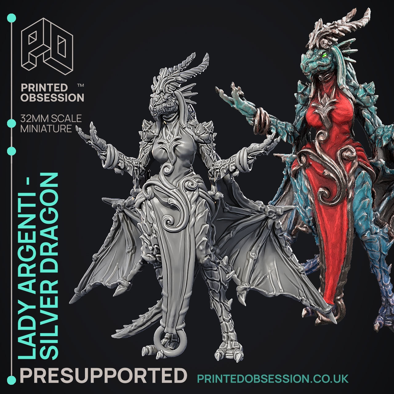 Lady Argenti - Dragoon Guards Vs. The Thieves Guild - The Printed Obsession - Table-top mini, 3D Printed Collectable for painting and playing!