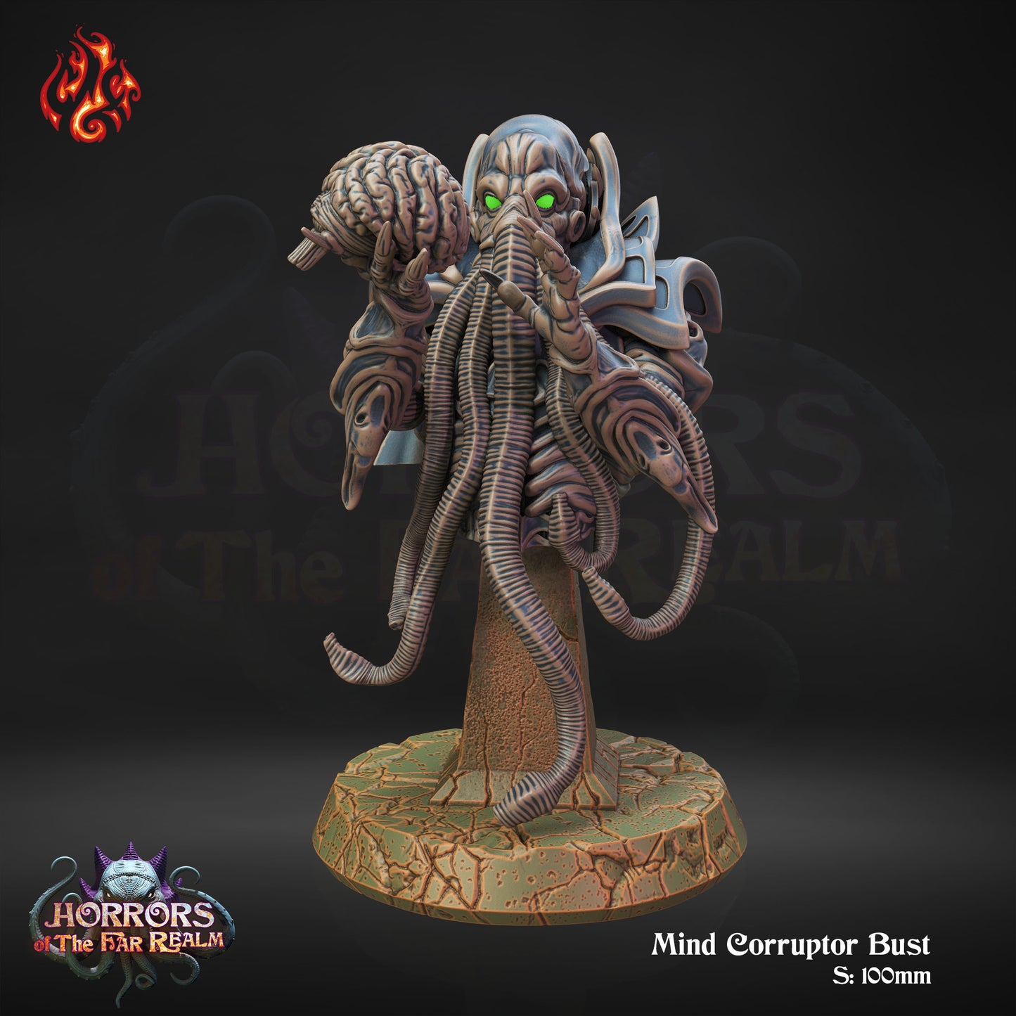 Mind Corruptor Bust- Horrors of the Far Realm - from Crippled God Foundry - Table-top gaming mini and collectable for painting.