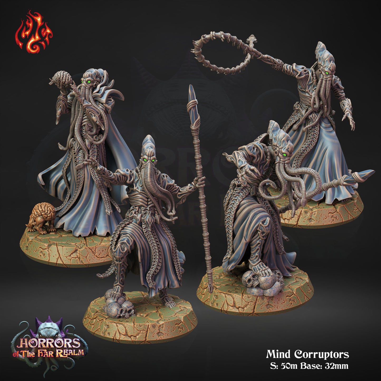 Mind Corruptors - Horrors of the Far Realm - from Crippled God Foundry - Table-top gaming mini and collectable for painting.