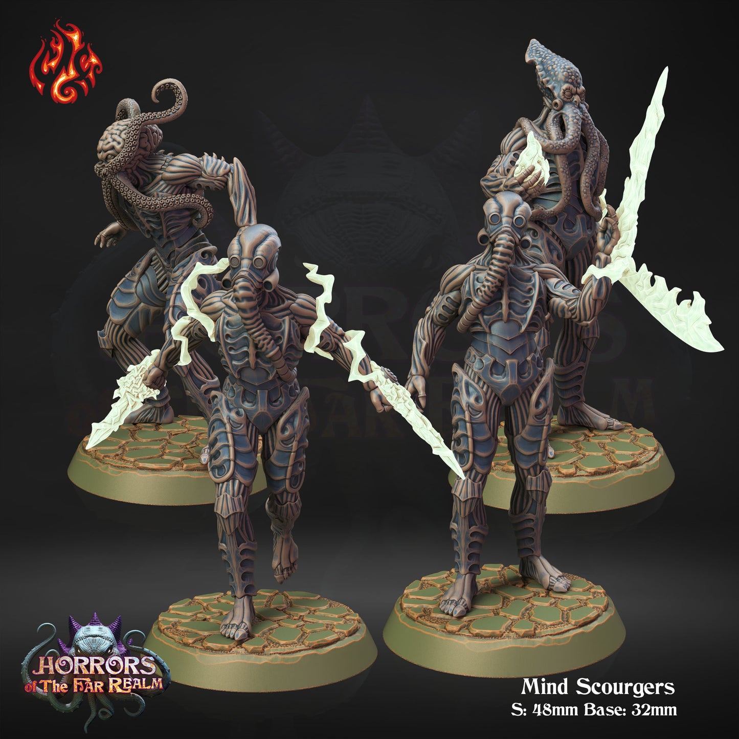 Mind Scourgers - Horrors of the Far Realm - from Crippled God Foundry - Table-top gaming mini and collectable for painting.