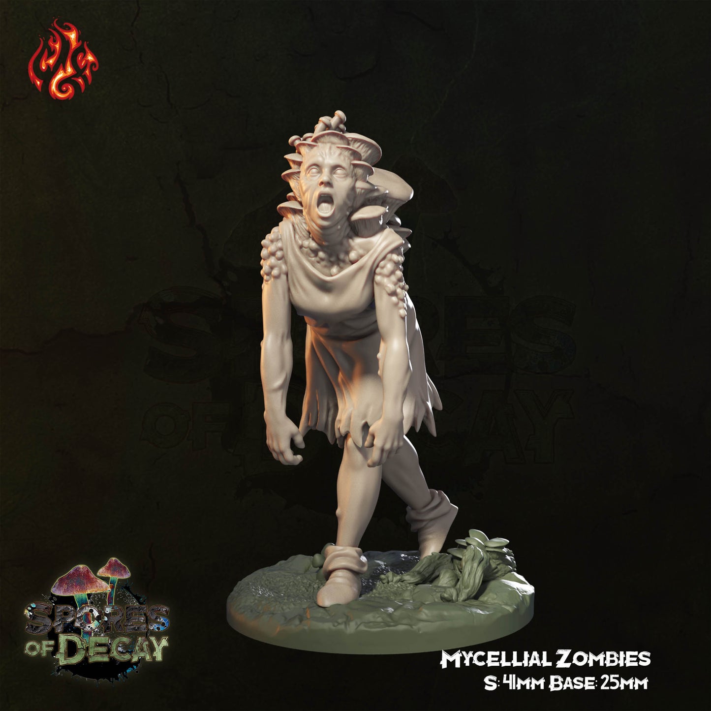 Spores of Decay - Mycellial Zombies -  from Crippled God Foundry - Table-top gaming mini and collectable for painting.