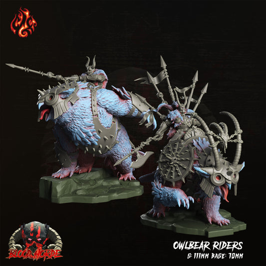 Owlbears & Owlbear Riders (4 variants) - The Bloode Horde - from Crippled God Foundry - Table-top gaming mini and collectable for painting.