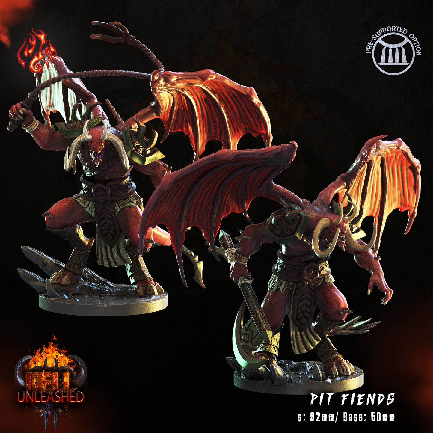 Pit Fiends - Hell Unleashed Series from Crippled God Foundry - Table-top gaming mini and collectable for painting.