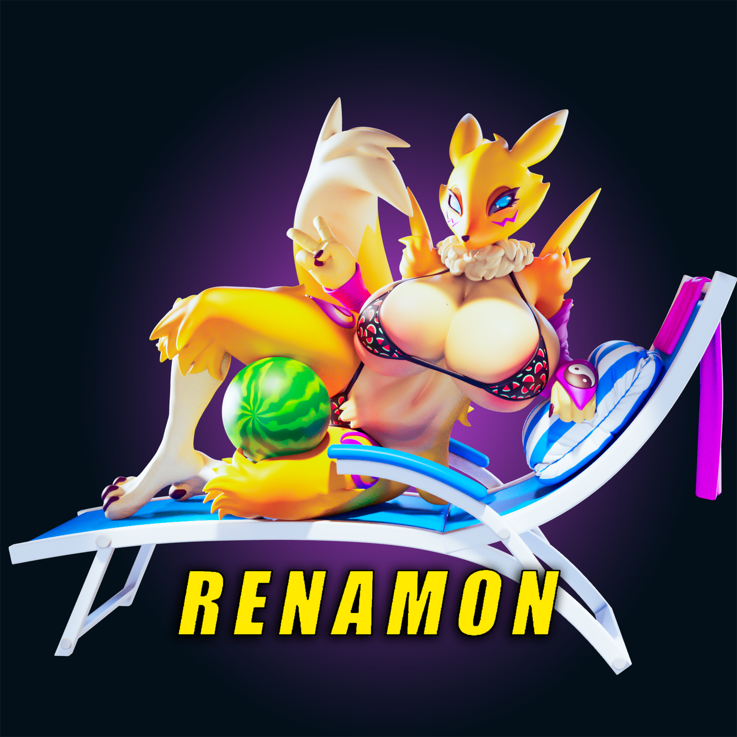 Renamon - Digimon from Officer Rhu Fan creation (ADULT | FUTA editions now available.) Model Kit for painting and collecting.