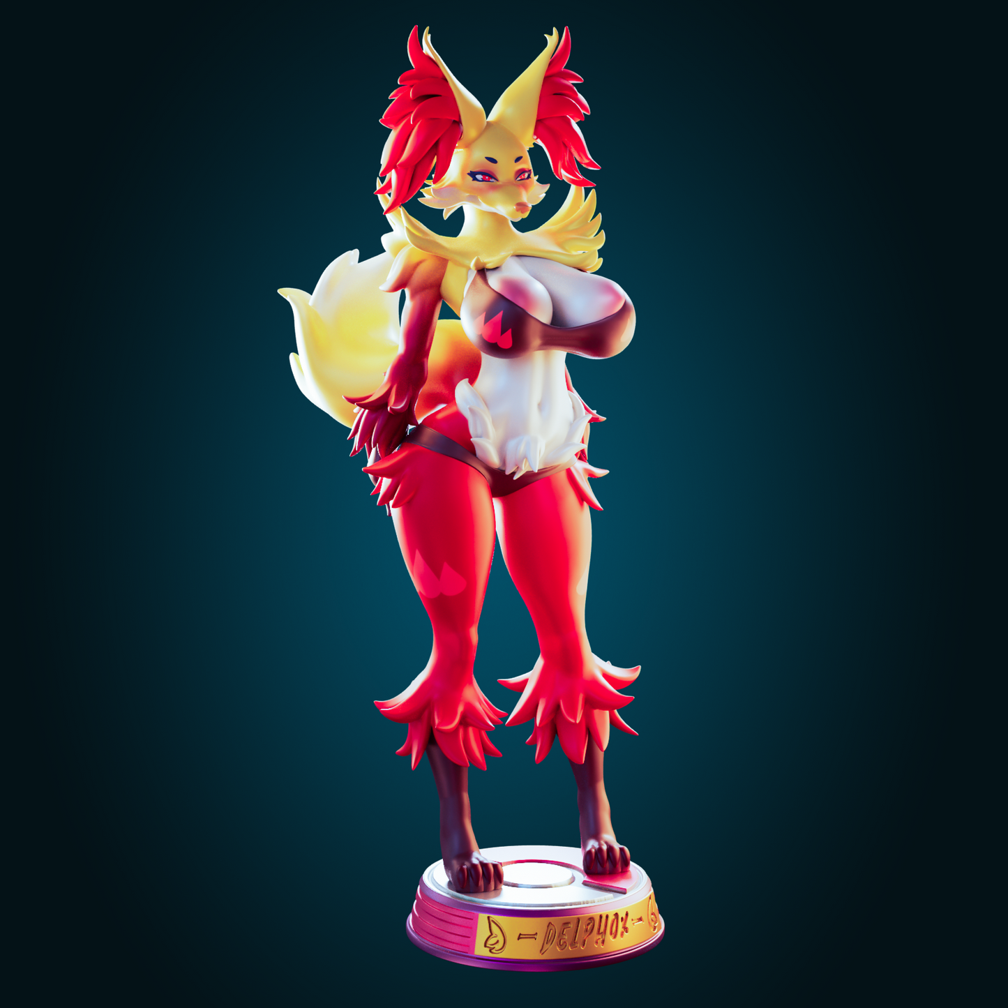 Delphox from Officer Rhu Fan creation (ADULT) Model Kit for painting and collecting.