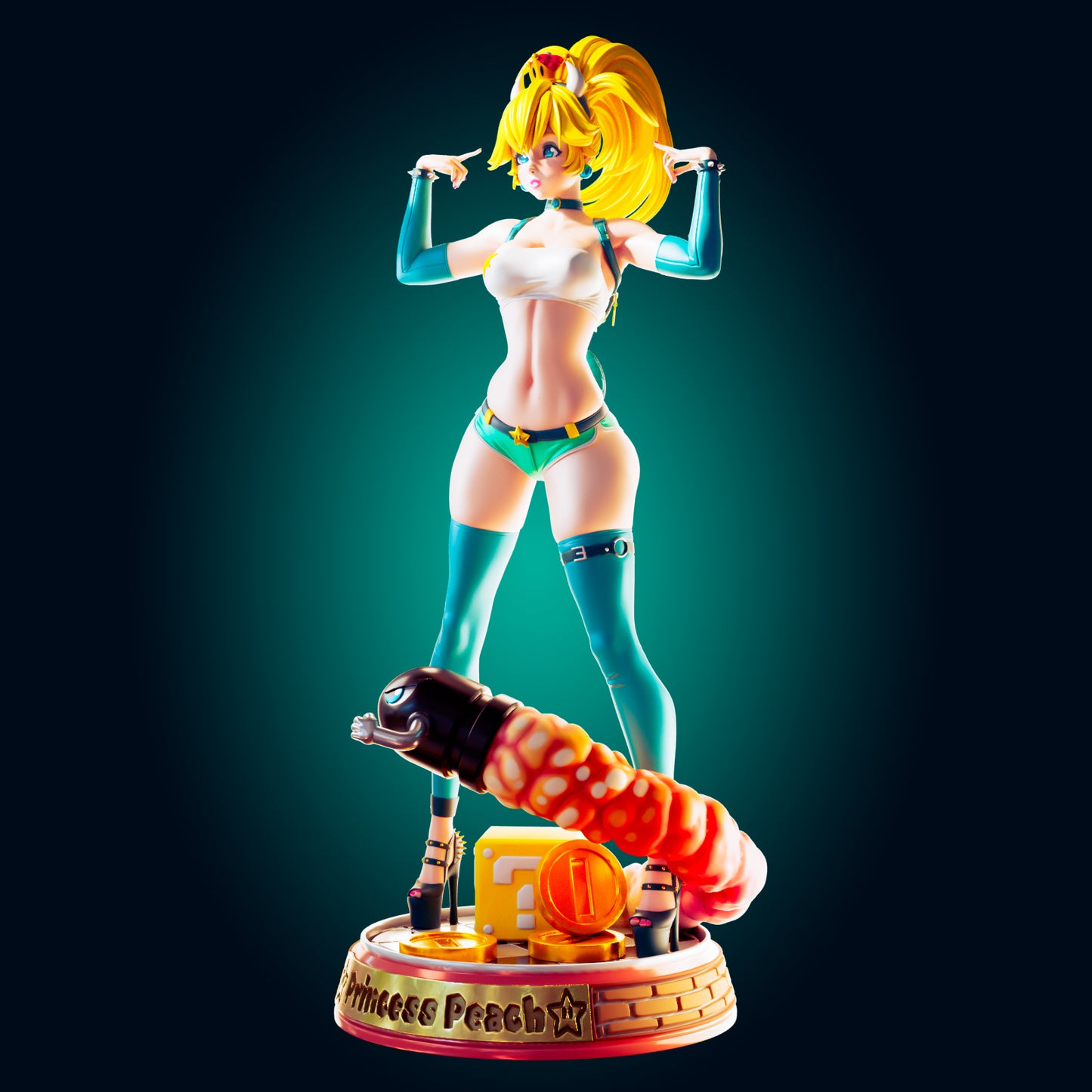 Princess Peach from the Super Mario Bros from Officer Rhu Fan creation (FUTA editions are now available for all ADULT figures) Model Kit for painting and collecting.