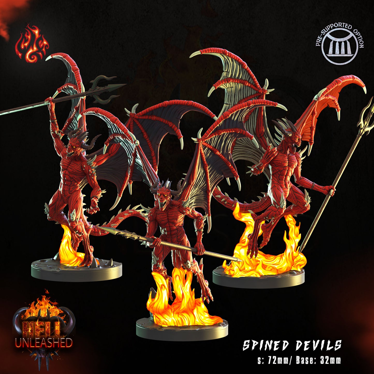 Spined Devils - Hell Unleashed Series from Crippled God Foundry - Table-top gaming mini and collectable for painting.
