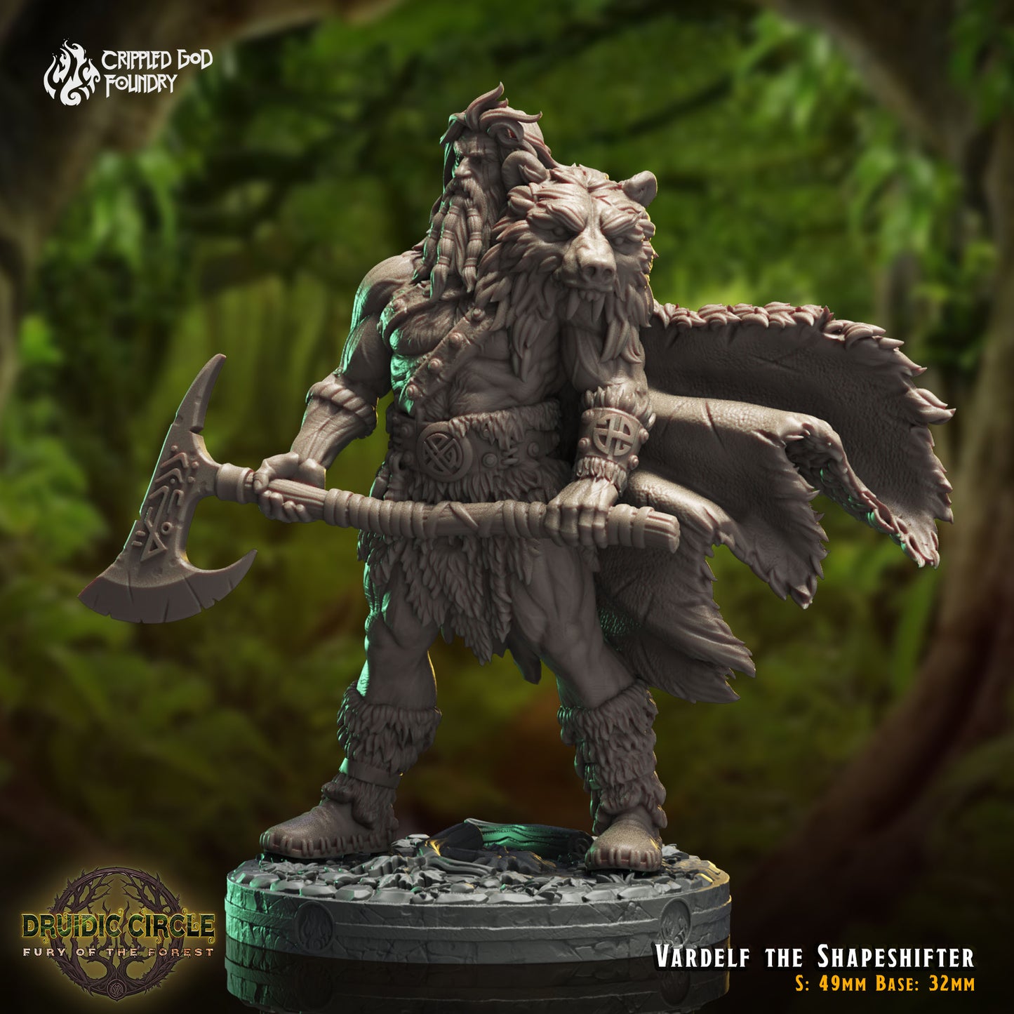 Druidic Circle  Fury of the Forest - from Crippled God Foundry - Table-top gaming mini and collectable for painting.