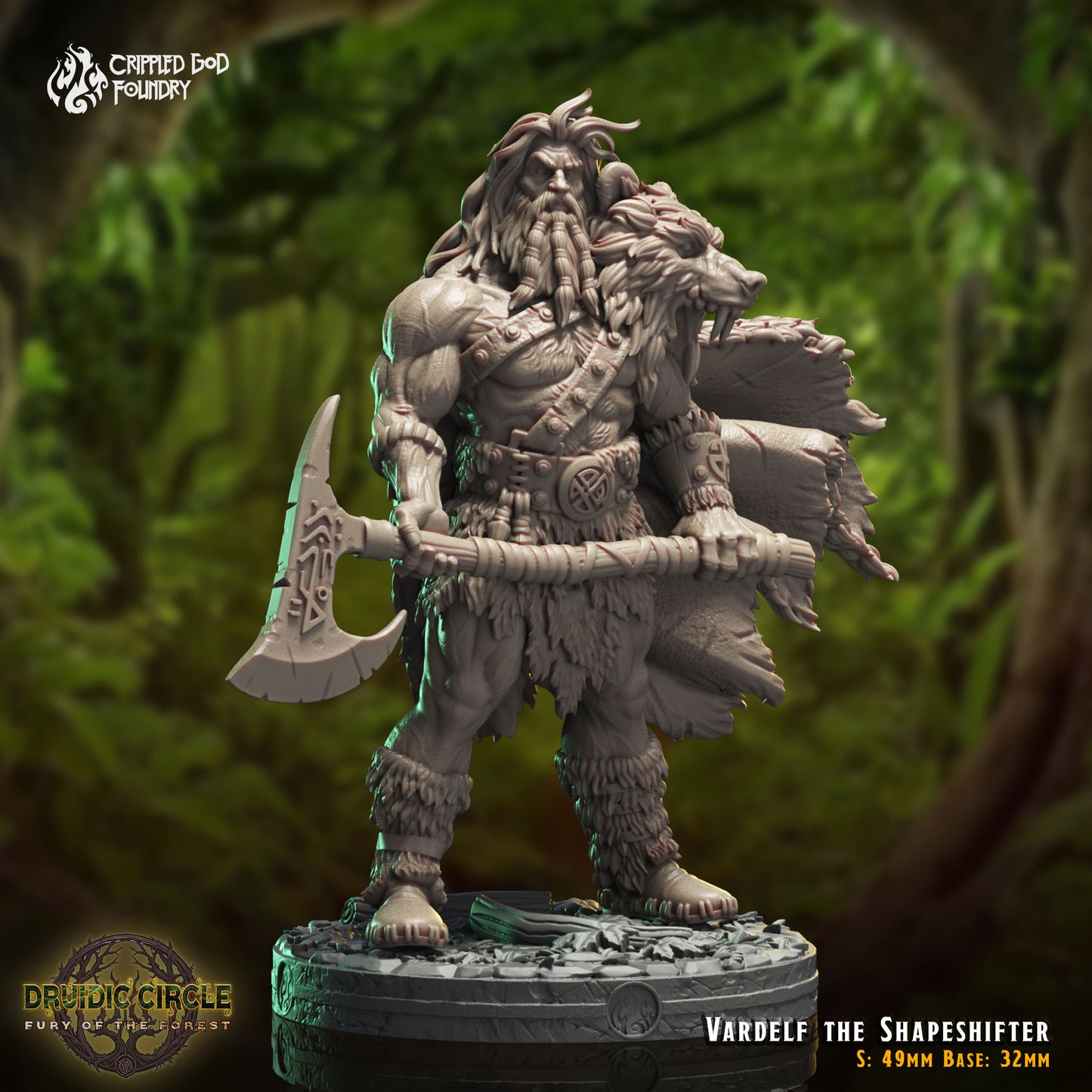 Druidic Circle  Fury of the Forest - from Crippled God Foundry - Table-top gaming mini and collectable for painting.