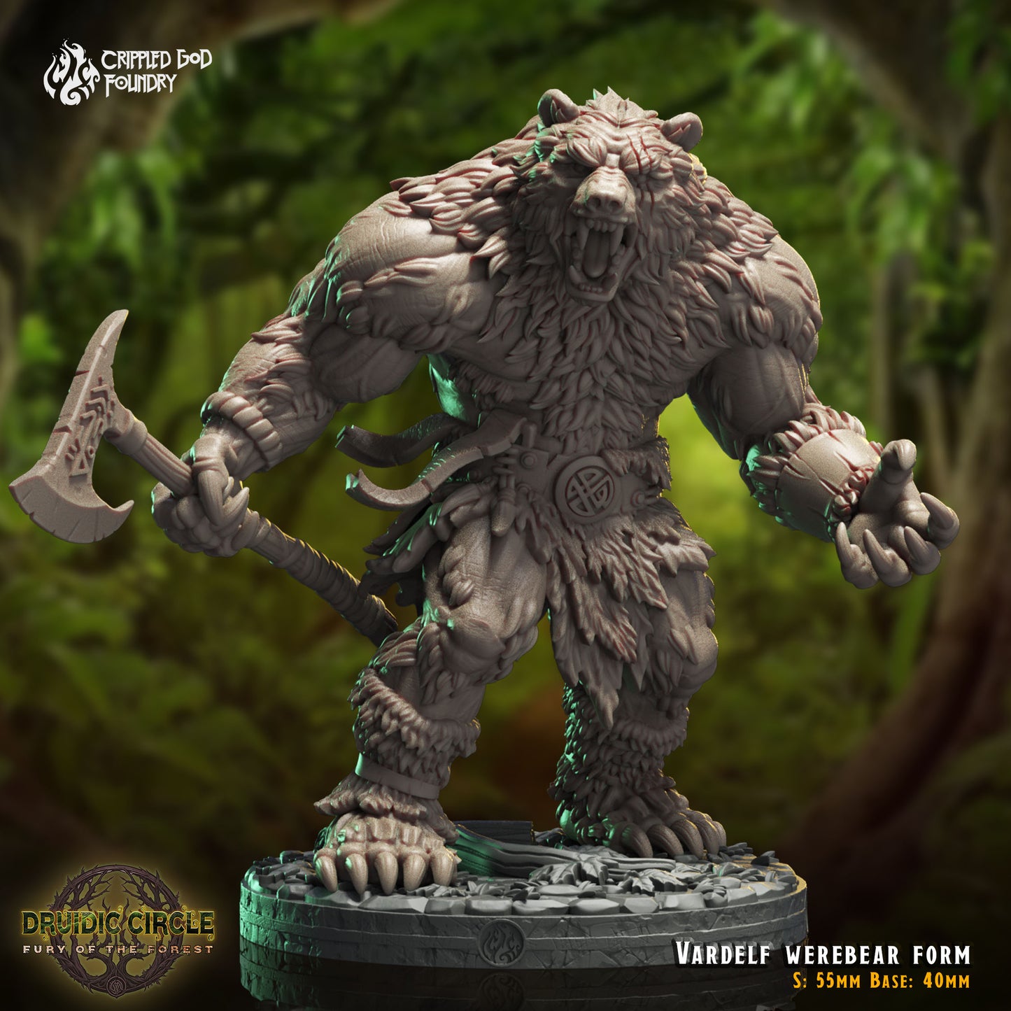 Druidic Circle  Fury of the Forest - from Crippled God Foundry - Table-top gaming mini and collectable for painting.