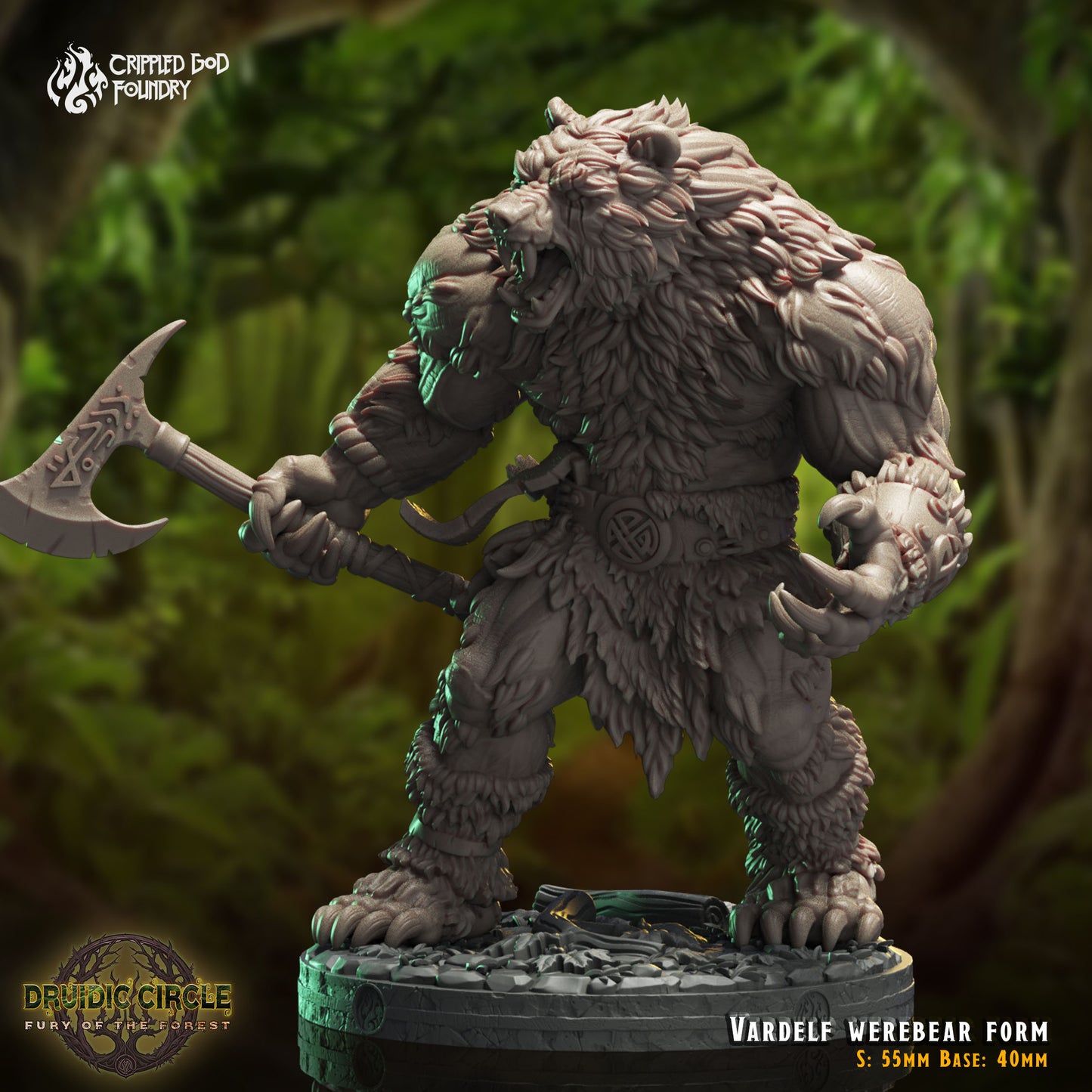 Druidic Circle  Fury of the Forest - from Crippled God Foundry - Table-top gaming mini and collectable for painting.