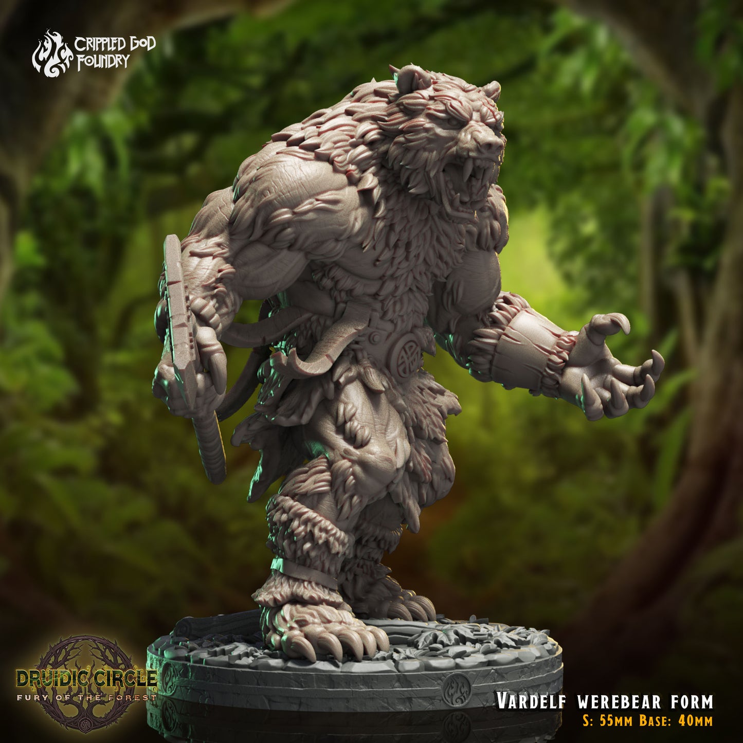 Druidic Circle  Fury of the Forest - from Crippled God Foundry - Table-top gaming mini and collectable for painting.