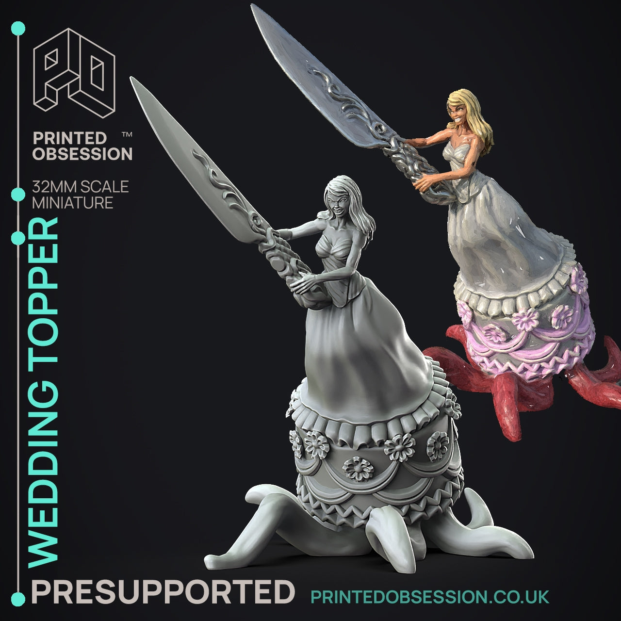 Wedding Topper - The Possessed Bakery - The Printed Obsession - Table-top mini, 3D Printed Collectable for painting and playing!