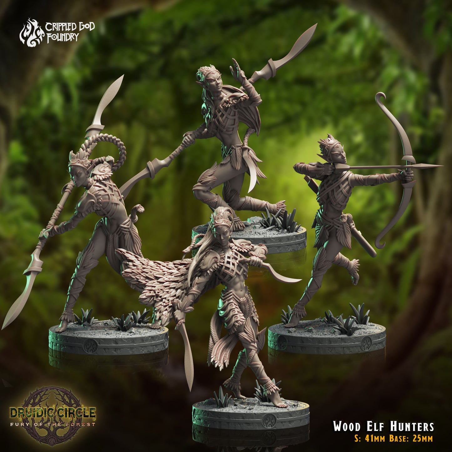 Druidic Circle  Fury of the Forest - from Crippled God Foundry - Table-top gaming mini and collectable for painting.