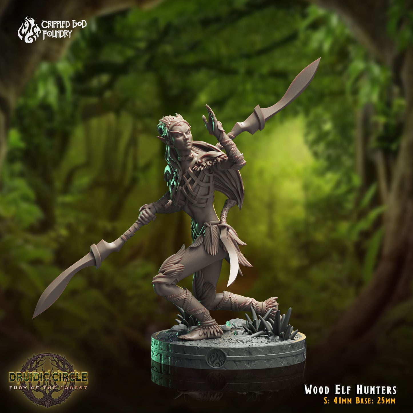 Druidic Circle  Fury of the Forest - from Crippled God Foundry - Table-top gaming mini and collectable for painting.