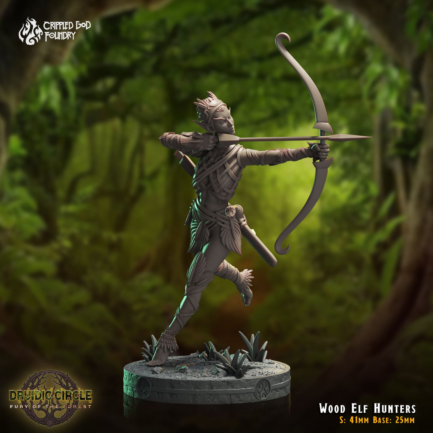 Druidic Circle  Fury of the Forest - from Crippled God Foundry - Table-top gaming mini and collectable for painting.