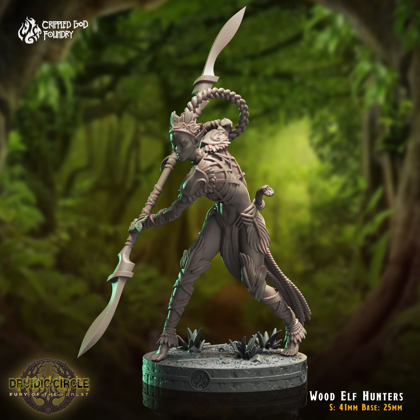 Druidic Circle  Fury of the Forest - from Crippled God Foundry - Table-top gaming mini and collectable for painting.