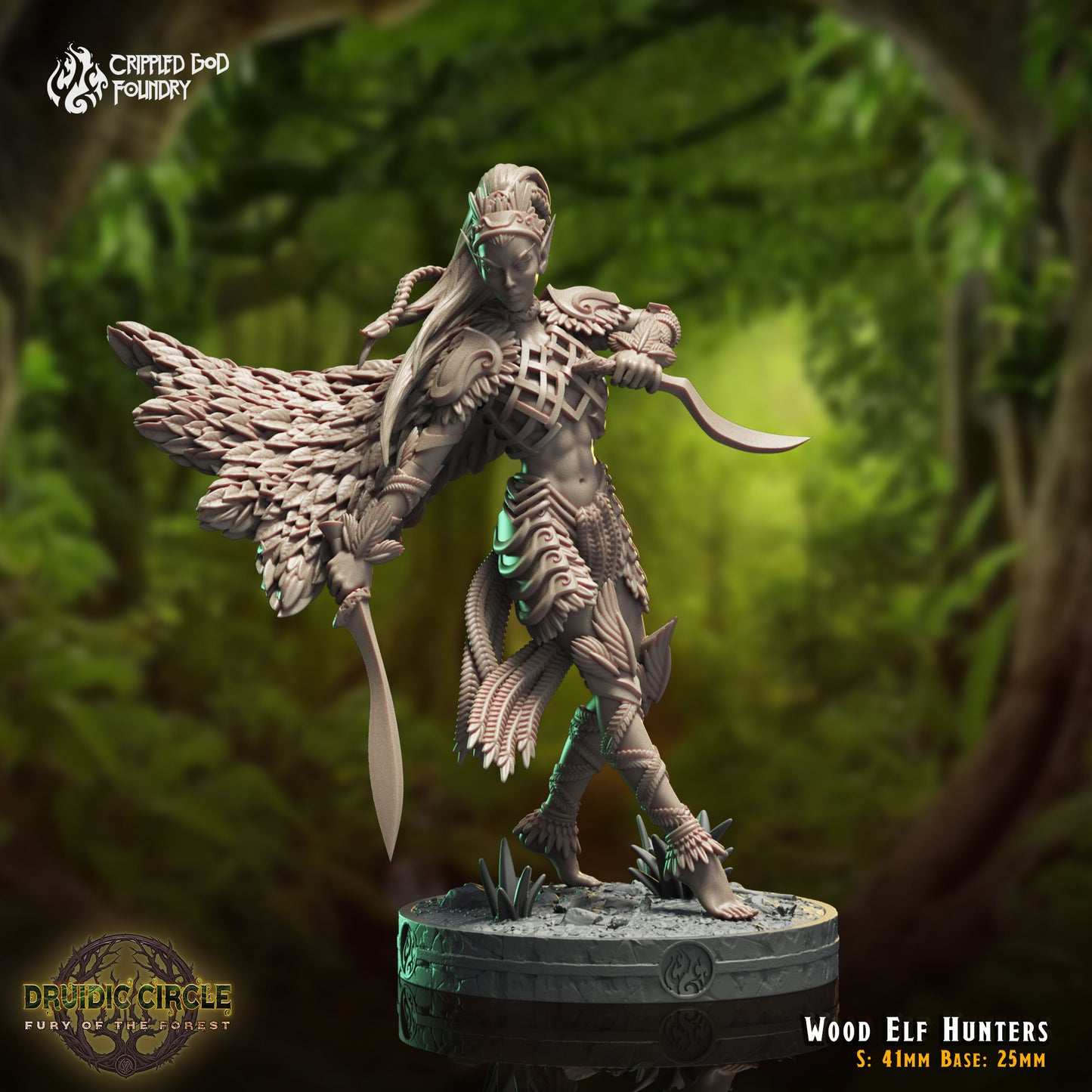 Druidic Circle  Fury of the Forest - from Crippled God Foundry - Table-top gaming mini and collectable for painting.