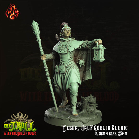 Yesha, Half Goblin Cleric The Troll with the Goblin Blood - from Crippled God Foundry - Table-top gaming mini and collectable for painting.