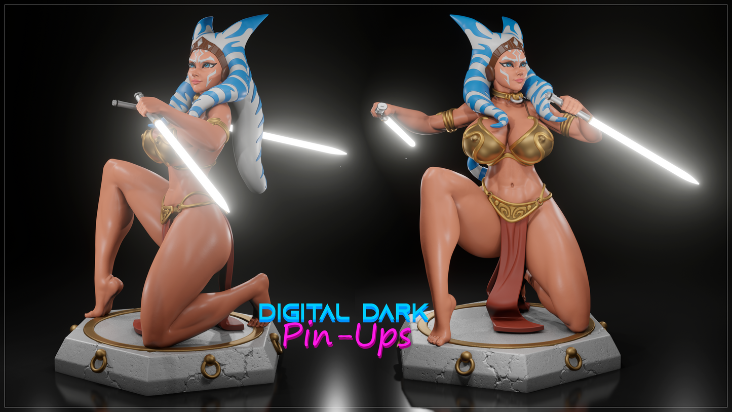Ahsoka and Princess Leia Star Wars (fan art) (ADULT) - Star Wars Fan art - Female Adult Figurine for collecting, painting and showing off! Digital Dark Pinup OCTOBER 2023 RELEASE