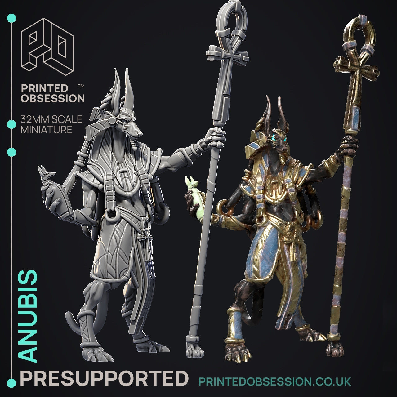 Anubis - Court of Anubis - The Printed Obsession - Table-top mini, 3D Printed Collectable for painting and playing!