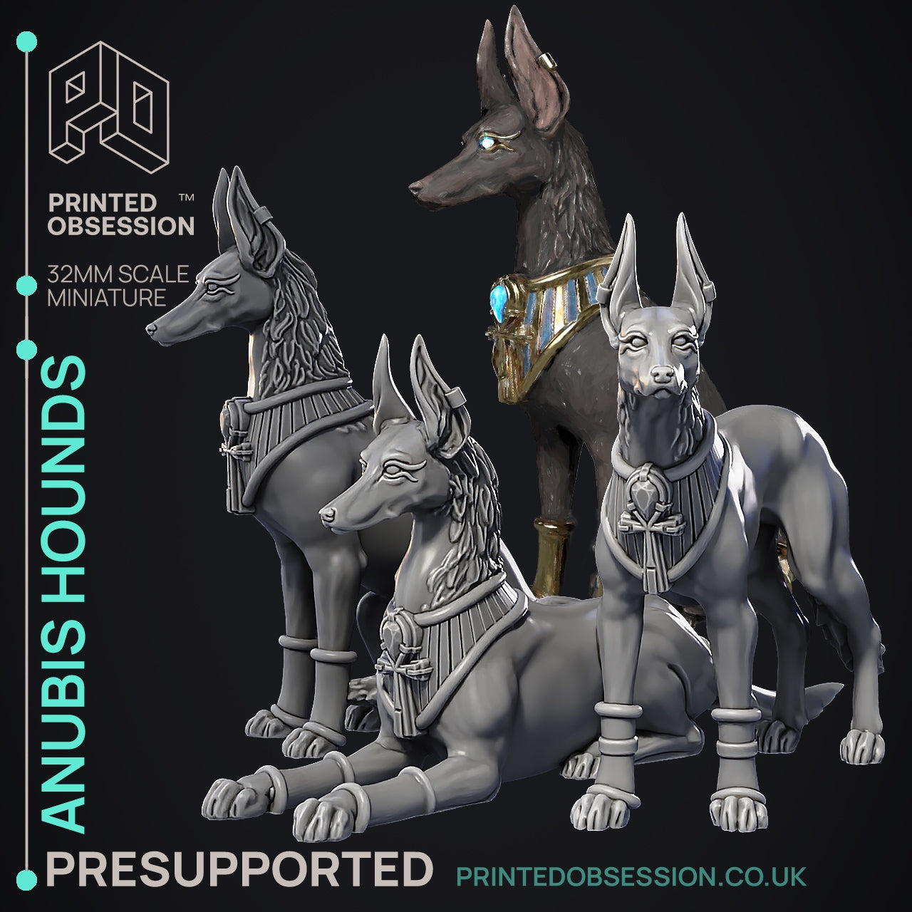 Anubis Hound - Court of Anubis - The Printed Obsession - Table-top mini, 3D Printed Collectable for painting and playing!