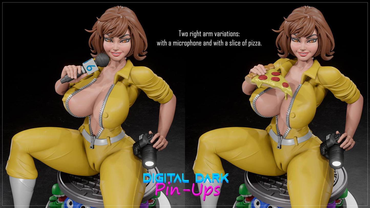 April O'Neil : Teenage Mutant Ninja Turtles (ADULT) - Fan Created Art and Sculpture - Female Adult Figurine for collecting, painting and showing off! Digital Dark Pinup December 2023 RELEASE