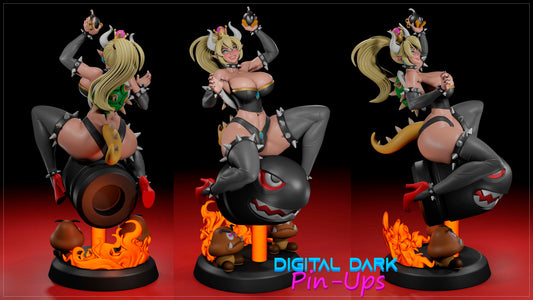 Bowsette (ADULT  Including FUTA editions now available) - Fan Created Art and Sculpture - Female Adult Figurine for collecting, painting and showing off! Digital Dark Pinup