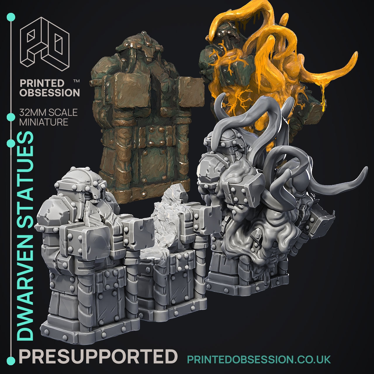Dwarven Statues - Mimic - The Scrap Wastes - The Printed Obsession - Table-top mini, 3D Printed Collectable for painting and playing!