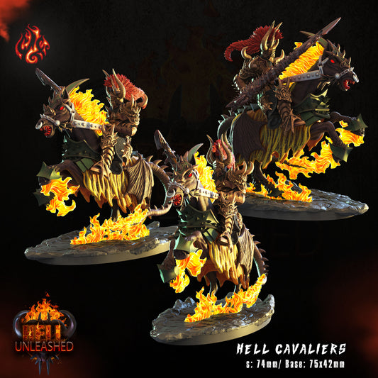 Hell Cavaliers - Hell Unleashed Series from Crippled God Foundry - Table-top gaming mini and collectable for painting.
