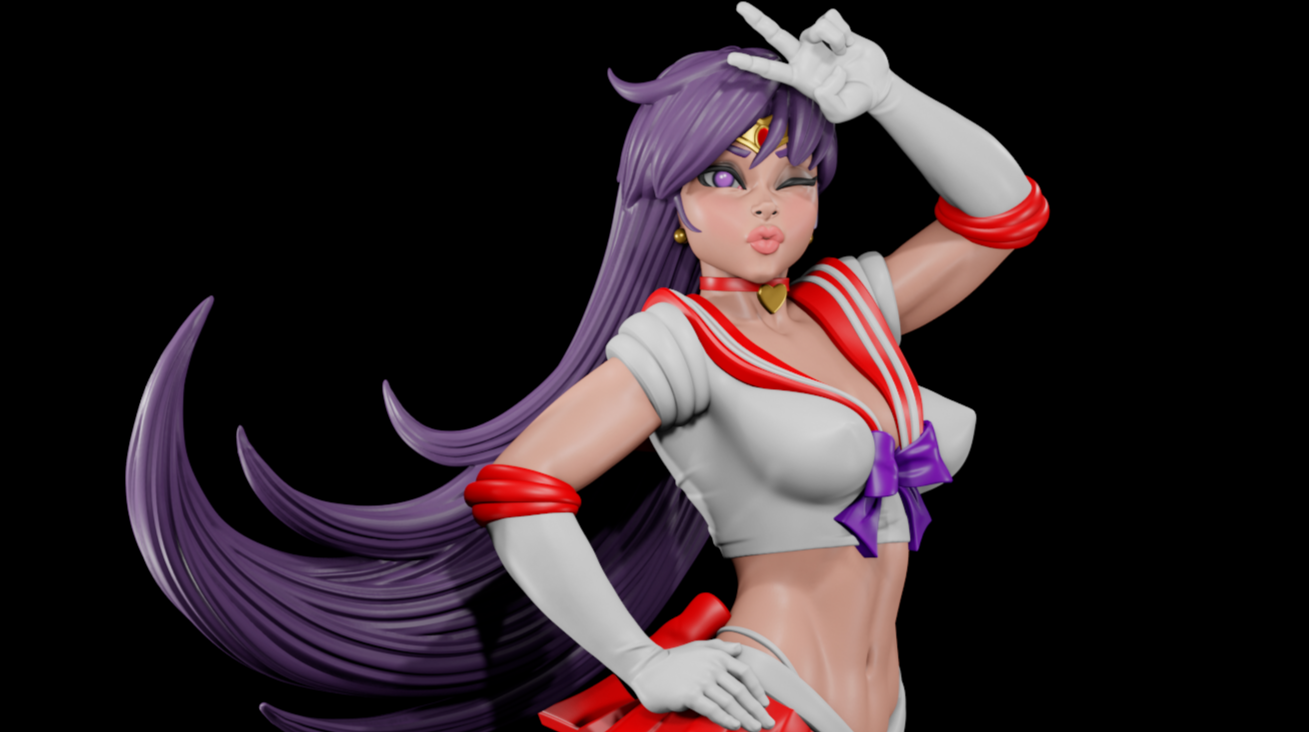 Sailor Mars (May Release 2023) - Female Adult Figurine for collecting, painting and showing off! Digital Dark Pinup Classic