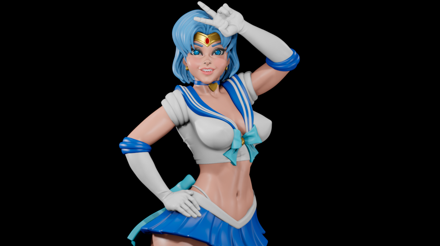 Sailor Mercury (May Release 2023) - Female Adult Figurine for collecting, painting and showing off! Digital Dark Pinup Classic