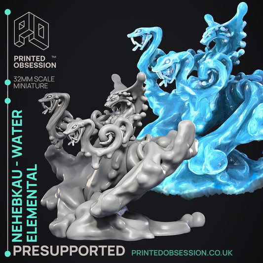 Nehebkau The Water Elemental - Godly Avatar series 2 - The Printed Obsession - Table-top mini, 3D Printed Collectable for painting and playing!
