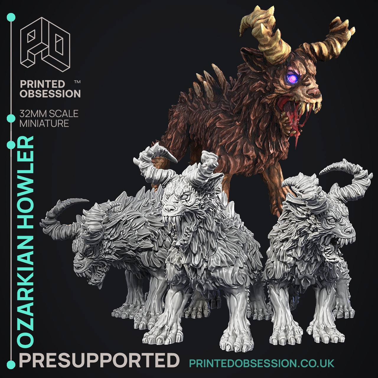 Ozarkian Howler - The Dark Wood Cryptids - The Printed Obsession - Table-top mini, 3D Printed Collectable for painting and playing!