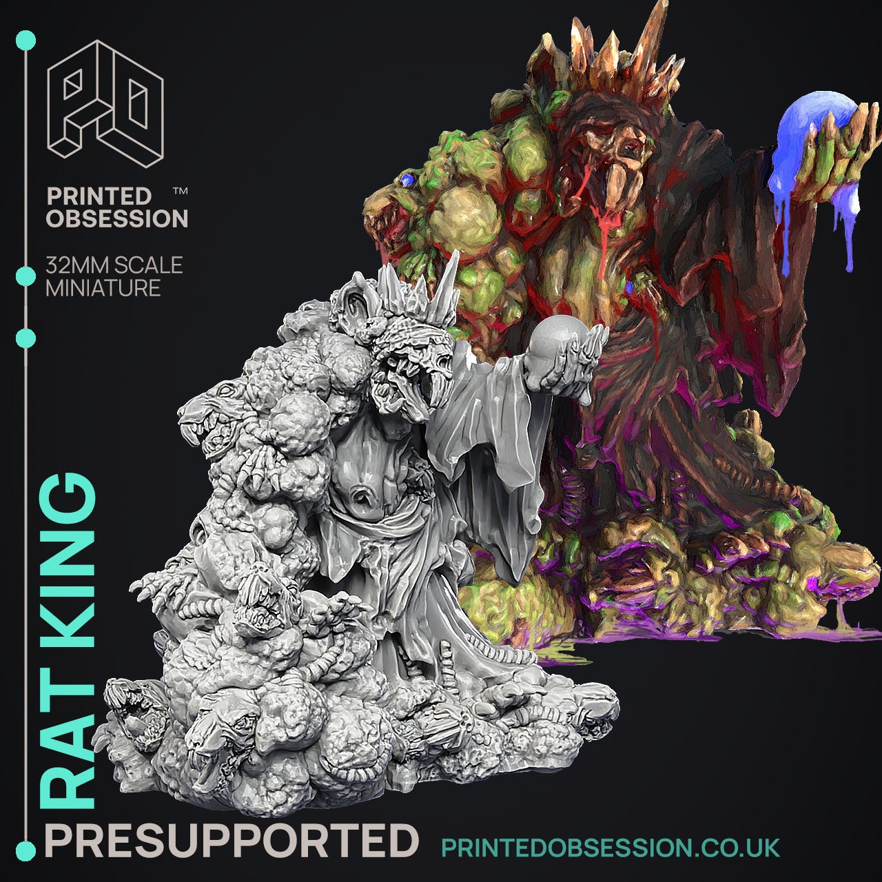 Rat King - The Dark Wood Cryptids - The Printed Obsession - Table-top mini, 3D Printed Collectable for painting and playing!