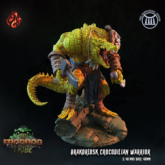 The Frogrog Tribe - Brakorlosk Corcodilian Warrior Series from Crippled God Foundry - Table-top gaming mini and collectable for painting.