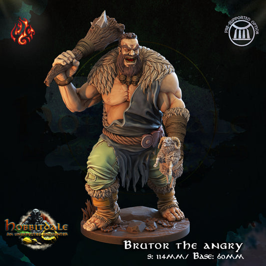 Hobbitdale - Brutor The Angry 100mm from Crippled God Foundry - Table-top gaming mini and collectable for painting.