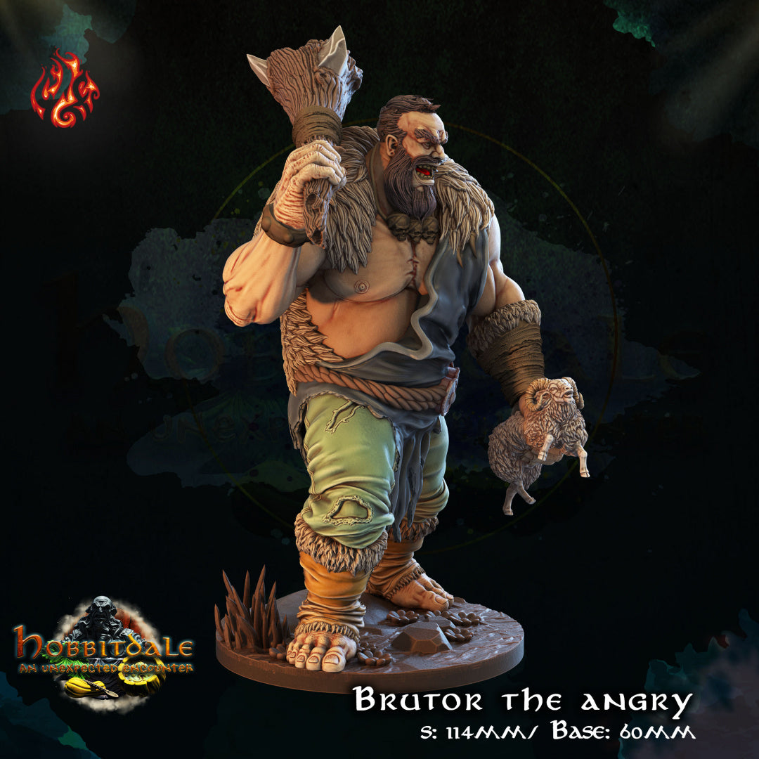 Hobbitdale - Brutor The Angry 100mm from Crippled God Foundry - Table-top gaming mini and collectable for painting.