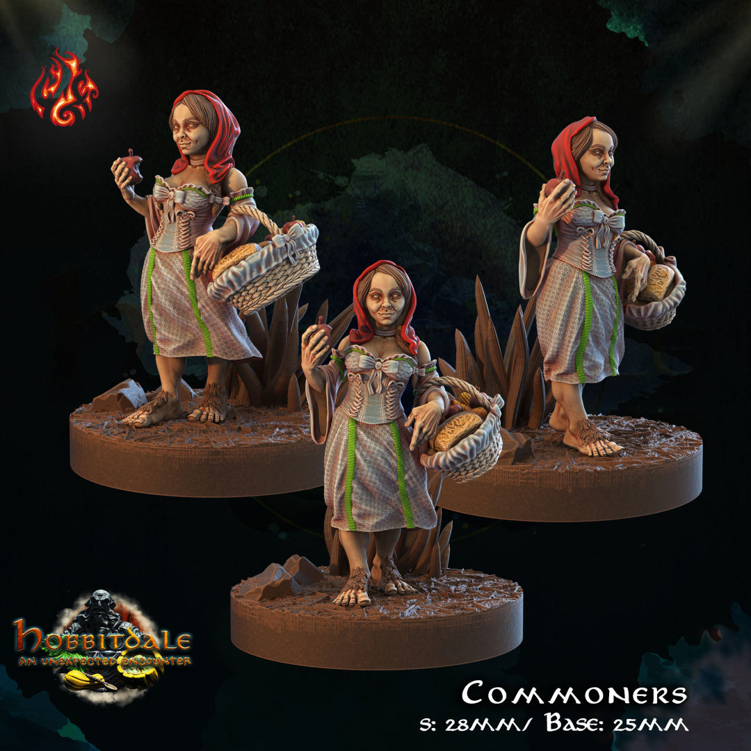 Hobbitdale - Commoners set includes 3 figurines from Crippled God Foundry - Table-top gaming mini and collectable for painting.
