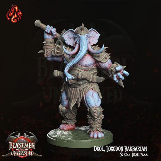 Loxodon Barbarian - Beastmen Unleashed - from Crippled God Foundry - Table-top gaming mini and collectable for painting.