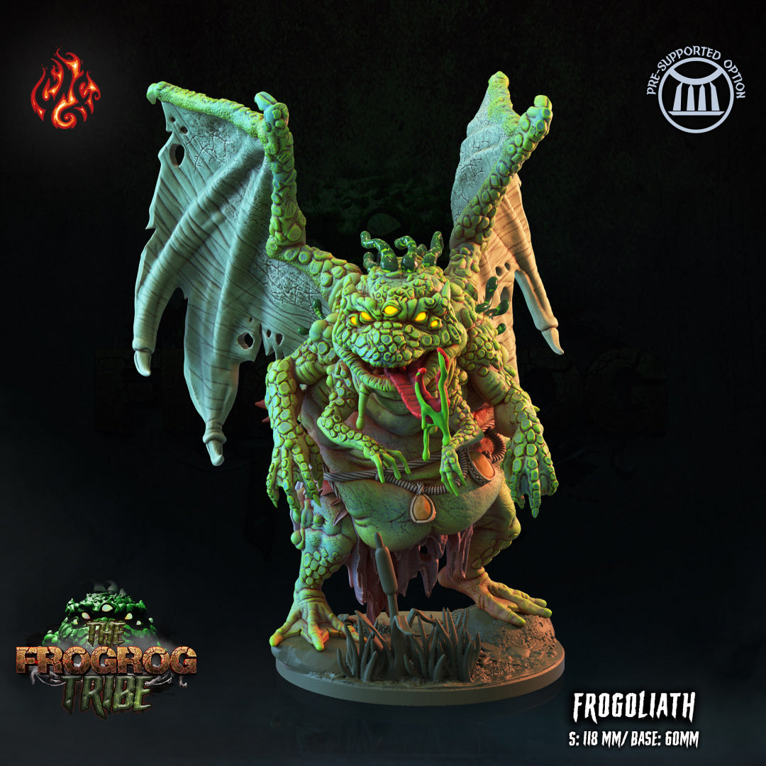 The Frogrog Tribe - Frogoliath Series from Crippled God Foundry - Table-top gaming mini and collectable for painting.