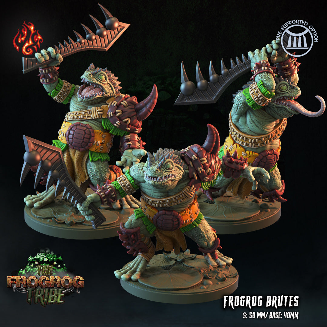 The Frogrog Tribe Frogrog Brutes - from Crippled God Foundry - Table-top gaming mini and collectable for painting.