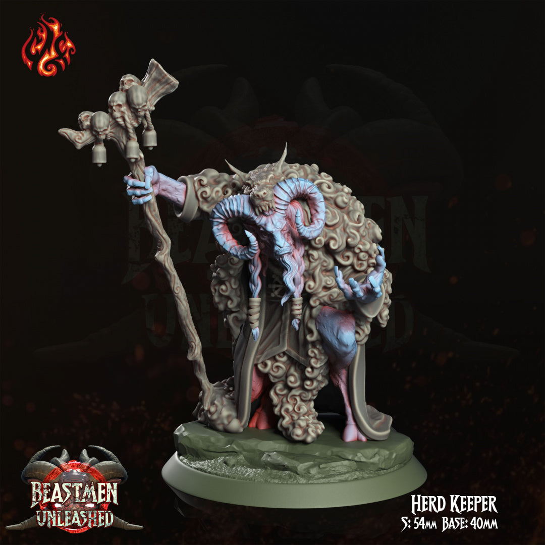 The Herd Keeper - Beastmen Unleashed - from Crippled God Foundry - Table-top gaming mini and collectable for painting.