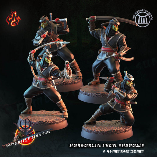 Hobgoblin Demon Shadows set of 4 - Demons of the Rising Sun - from Crippled God Foundry - Table-top gaming mini and collectable for painting.
