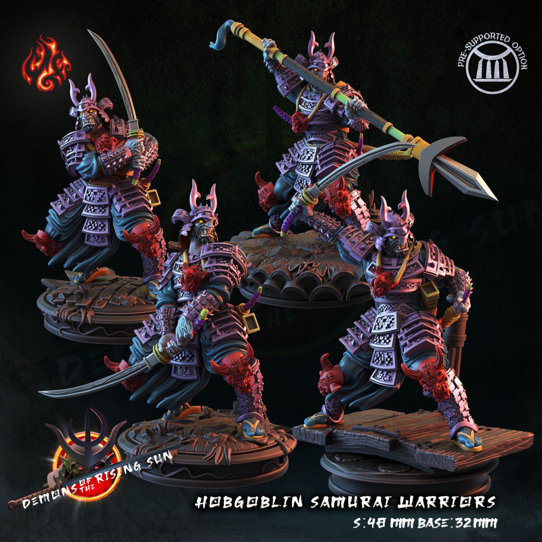 Hobgoblin Samurai set of 4 - Demons of the Rising Sun - from Crippled God Foundry - Table-top gaming mini and collectable for painting.