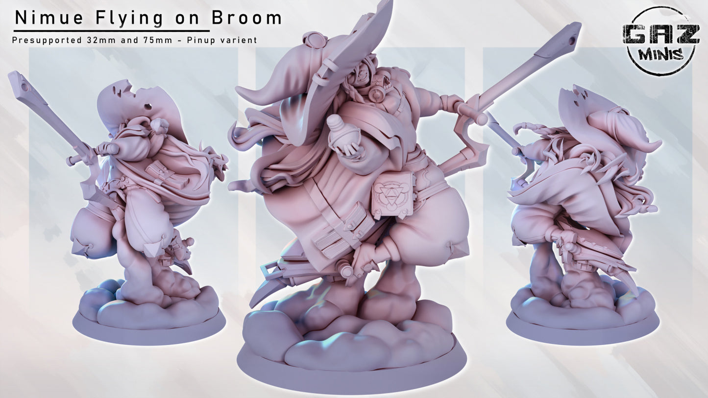Nimue Flying on a broom - Goblin Mage - Fan art from GAZ Minis (Apr 2024 release)