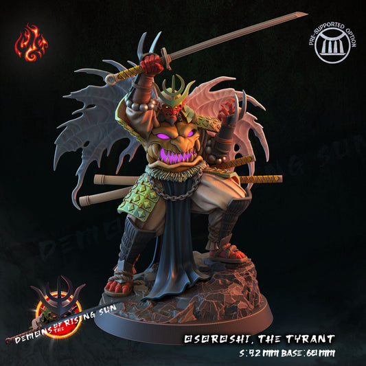 Osoroshi The Tyrant - Demons of the Rising Sun - from Crippled God Foundry - Table-top gaming mini and collectable for painting.