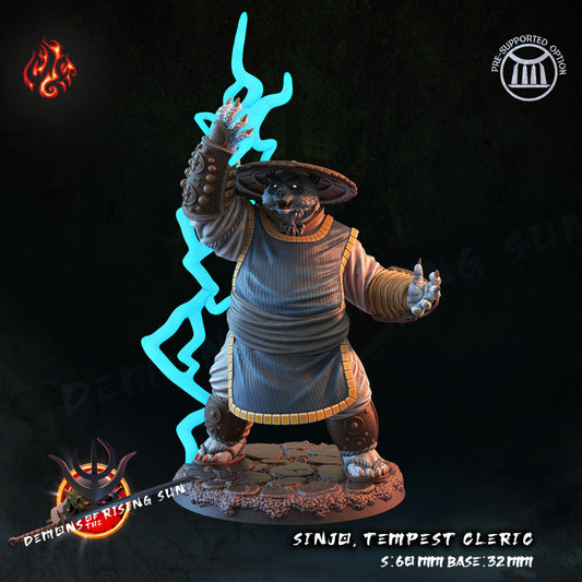 Sinjo Tempest Cleric - Demons of the Rising Sun - from Crippled God Foundry - Table-top gaming mini and collectable for painting.