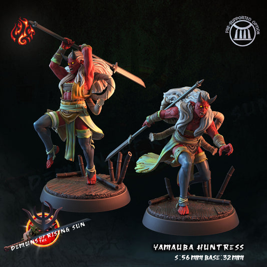 Yamauba Huntress set of 2 - Demons of the Rising Sun - from Crippled God Foundry - Table-top gaming mini and collectable for painting.