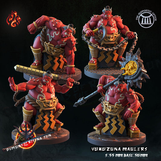 Yokozuna Maulers set of 4 - Demons of the Rising Sun - from Crippled God Foundry - Table-top gaming mini and collectable for painting.